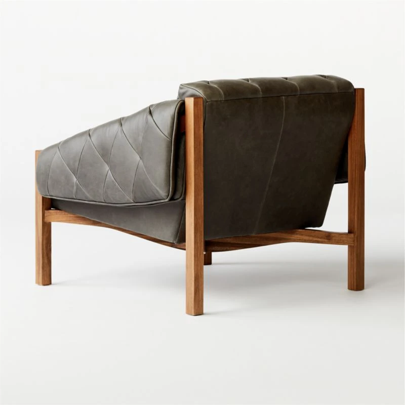 Abruzzo Charcoal Leather Tufted Chair 6 Abruzzo Charcoal Leather Tufted Chair - Image 6