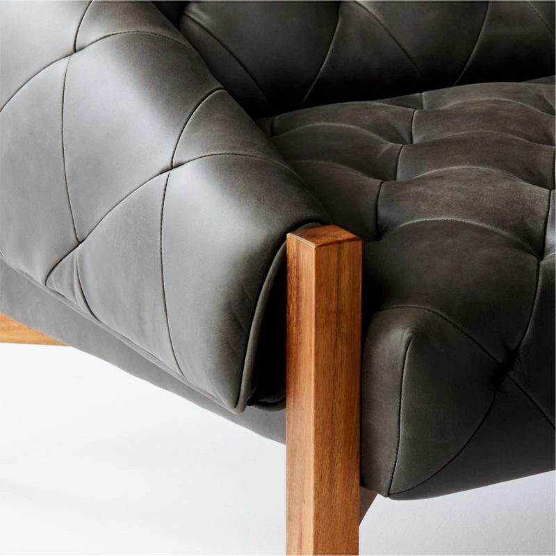 Abruzzo Charcoal Leather Tufted Chair 7 Abruzzo Charcoal Leather Tufted Chair - Image 7