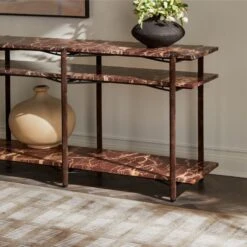 Ember Red Marble Console Table -Furniture Sales Store AlizeRugMarqueePCS23