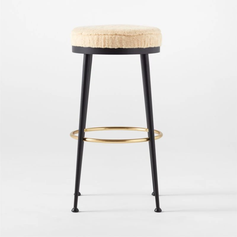 Atlas Shearling White Bar Stool 2 Atlas Shearling White Bar Stool - Image 2