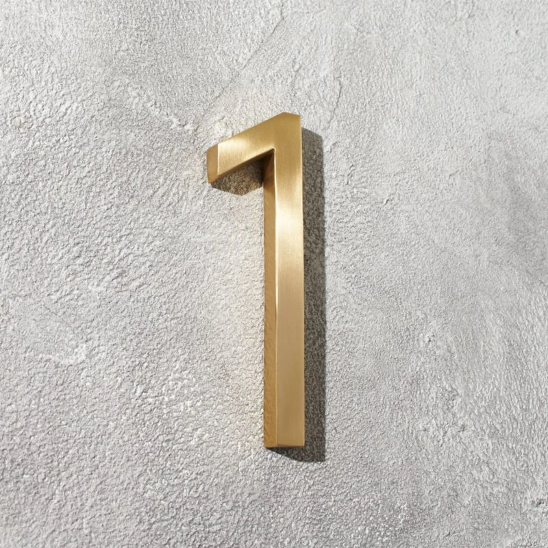 Aurele 6" Brushed Brass House Number 1 1 Aurele 6" Brushed Brass House Number 1