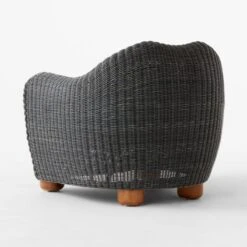 Bacio Graphite Rattan Outdoor Lounge Chair With Grey Sunbrella® Cushions -Furniture Sales Store BacioGreyLoungeChair3QBSSS23