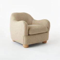 Bacio Camel Boucle Lounge Chair With Bleached Oak Legs -Furniture Sales Store BacioLoungeChairCamel3QSSS21