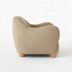 Bacio Camel Boucle Lounge Chair With Bleached Oak Legs -Furniture Sales Store BacioLoungeChairCamelSDSSS21