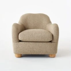 Bacio Camel Boucle Lounge Chair With Bleached Oak Legs -Furniture Sales Store BacioLoungeChairCamelSOSSS21
