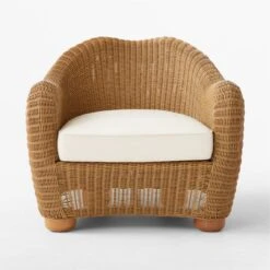 Bacio Natural Rattan Outdoor Lounge Chair With Ivory Sunbrella® Cushions -Furniture Sales Store BacioNatLoungeChairSOSSS23