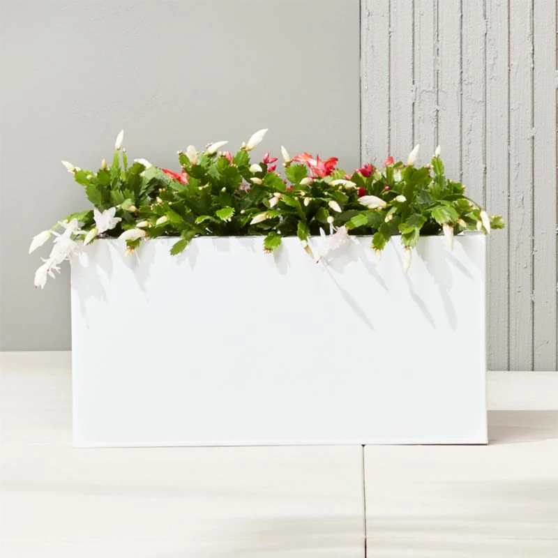 Blox Rectangular White Galvanized Steel Indoor/Outdoor Planter Small 2 Blox Rectangular White Galvanized Steel Indoor/Outdoor Planter Small - Image 2