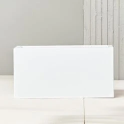 Blox Rectangular White Galvanized Steel Indoor/Outdoor Planter Small