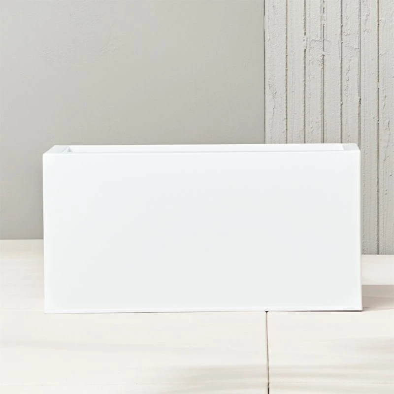 Blox Rectangular White Galvanized Steel Indoor/Outdoor Planter Small 1 Blox Rectangular White Galvanized Steel Indoor/Outdoor Planter Small