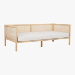 Boho White Linen And Natural Rattan Daybed Twin -Furniture Sales Store BohoDaybedNtrlWPearlCover3QS18
