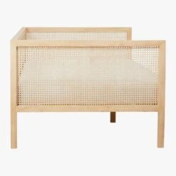 Boho White Linen And Natural Rattan Daybed Twin -Furniture Sales Store BohoDaybedNtrlWPearlCoverSDS18