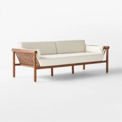 Bonelli Teak Outdoor Sofa With Ivory Sunbrella® Cushions -Furniture Sales Store BonelliSofa3QSSS23