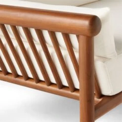 Bonelli Teak Outdoor Sofa With Ivory Sunbrella® Cushions -Furniture Sales Store BonelliSofaAV2SSS23