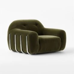 Brace Green Velvet Tufted Lounge Chair -Furniture Sales Store BraceGreenMinkChair3QSSF22