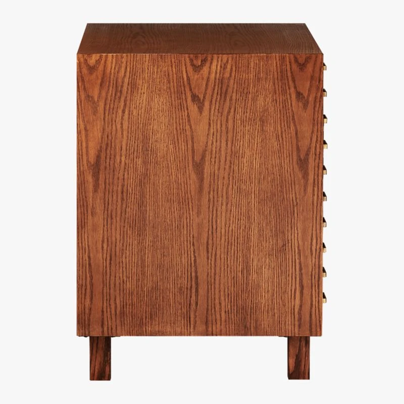 Inline Oak Wood 4-Drawer File Cabinet With Brass Handles 7 Inline Oak Wood 4-Drawer File Cabinet With Brass Handles - Image 7