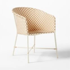 Brava Neutral And White Wicker Outdoor Dining Armchair -Furniture Sales Store BravaDnngLngChairWhtNNat3QSSS23