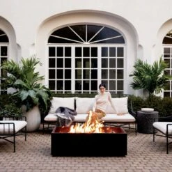 Rectangular Metal Fire Pit -Furniture Sales Store BretonBlackMetalCollectionAP21 1x1 1