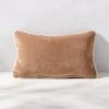 Bronte Camel Brown Velvet Outdoor Throw Pillow 20''x12''