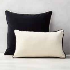 20'' Bronte Recycled Velvet Black And White Outdoor Throw Pillow -Furniture Sales Store BronteVlvtPillowGroupFHS22 1