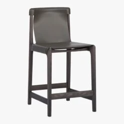 Burano Charcoal Grey Leather Sling Counter Stool -Furniture Sales Store BuranoCntrStoolChrcl24in3QFF18