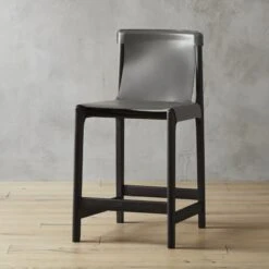 Burano Charcoal Grey Leather Sling Counter Stool