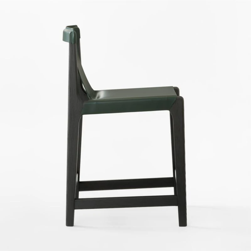 Burano Green Leather Sling Counter Stool 5 Burano Green Leather Sling Counter Stool - Image 5