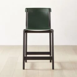 Burano Green Leather Sling Counter Stool Set Of 2
