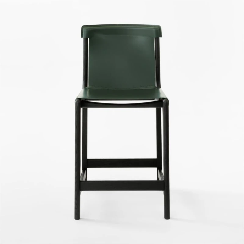 Burano Green Leather Sling Counter Stool 3 Burano Green Leather Sling Counter Stool - Image 3