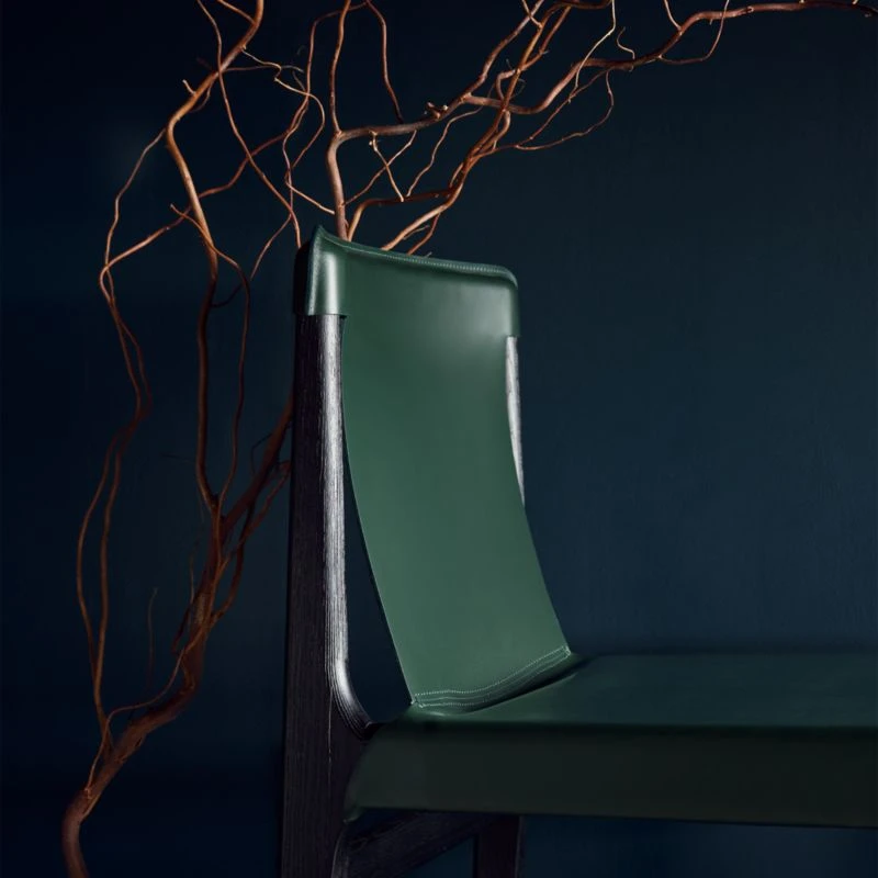 Burano Green Leather Sling Counter Stool 2 Burano Green Leather Sling Counter Stool - Image 2