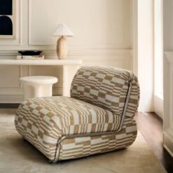 Hada Armless Geometric Patterned Lounge Chair -Furniture Sales Store CB2FA23 07C hero