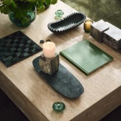 Coco Round Forest Green Glass Hurricane Candle Holder Small -Furniture Sales Store CB2FA23 09B Det 019