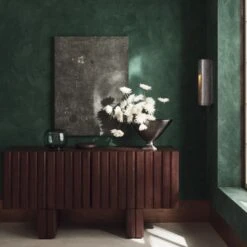 Coco Round Forest Green Glass Hurricane Candle Holder Small -Furniture Sales Store CB2FA23 09B hero