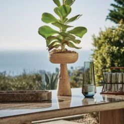 Patio Leather Drink Caddy With Handle -Furniture Sales Store CB2SP22 LF 8B RES2 detail