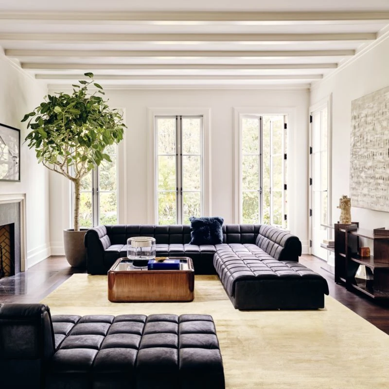 Pezzo 6-Piece L-Shaped Black Leather Sectional Sofa With Left Arm 2 Pezzo 6-Piece L-Shaped Black Leather Sectional Sofa With Left Arm - Image 2