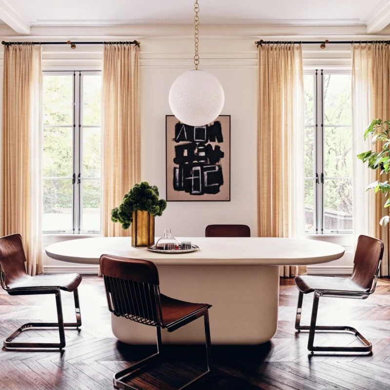 Lola White Oval Cement Dining Table 2 Lola White Oval Cement Dining Table - Image 2