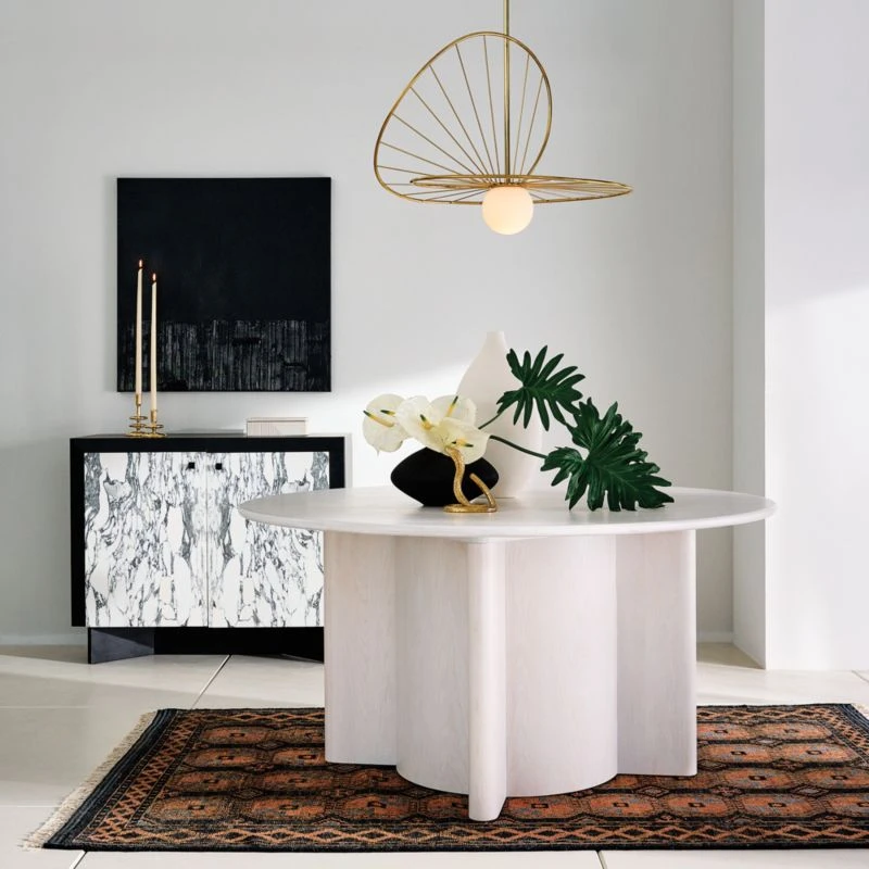 Geary Round White Wood Dining Table 2 Geary Round White Wood Dining Table - Image 2