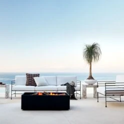 Marteau Black Iron Outdoor Sofa With White Sunbrella® Cushions -Furniture Sales Store CB2SU23 10B V1 RET