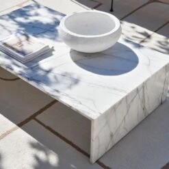 Ilise White Marble Outdoor Coffee Table -Furniture Sales Store CB2SU23 10C RET