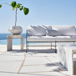 Marteau Black Iron Outdoor Sofa With White Sunbrella® Cushions -Furniture Sales Store CB2SU23 10D RET