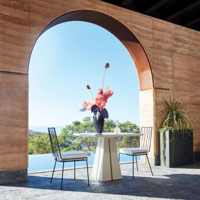 Pavilion Black Armless Outdoor Dining Chair With Ivory Sunbrella ® Cushion Model 6150 2 Pavilion Black Armless Outdoor Dining Chair With Ivory Sunbrella ® Cushion Model 6150 - Image 2