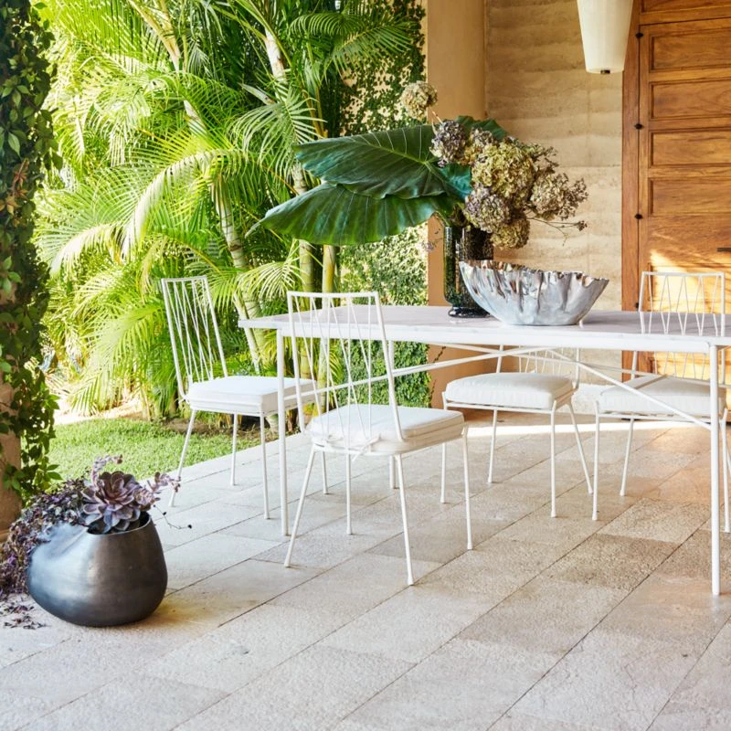 Pavilion Ivory Metal Outdoor Dining Table With Marble Top Model 6141 2 Pavilion Ivory Metal Outdoor Dining Table With Marble Top Model 6141 - Image 2