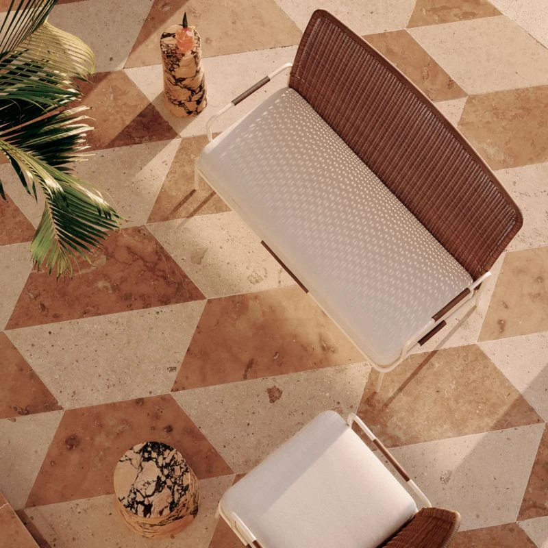 Colombe Ivory Metal And Rattan Outdoor Loveseat With Ivory Sunbrella® Cushions 4 Colombe Ivory Metal And Rattan Outdoor Loveseat With Ivory Sunbrella® Cushions - Image 4