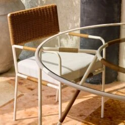 Colombe Round Ivory Metal Outdoor Dining Table With Glass Top 9 Colombe Round Ivory Metal Outdoor Dining Table With Glass Top -Furniture Sales Store CB2SU23 RC 04C Det 005 1