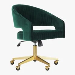 Channel Green Velvet Office Chair 10 Channel Green Velvet Office Chair -Furniture Sales Store ChannelGrnVlvtOffcChair3QF19