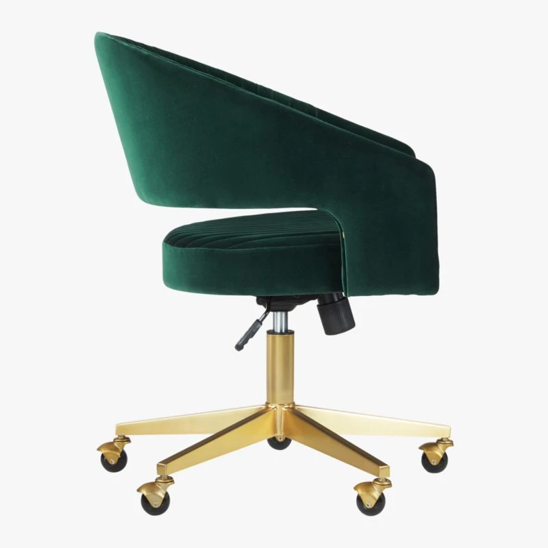Channel Green Velvet Office Chair 5 Channel Green Velvet Office Chair - Image 5