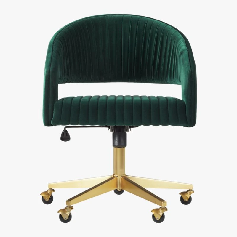 Channel Green Velvet Office Chair 3 Channel Green Velvet Office Chair - Image 3