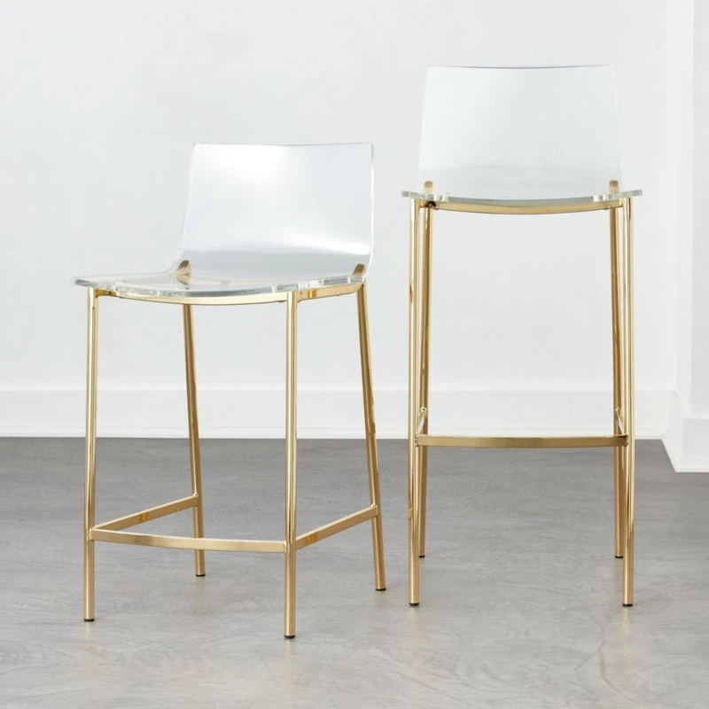 Chiaro Clear Counter Stool Gold Set Of 2 2 Chiaro Clear Counter Stool Gold Set Of 2 - Image 2