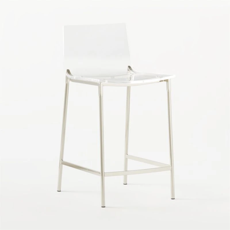 Chiaro Clear Counter Stool Nickel 4 Chiaro Clear Counter Stool Nickel - Image 4