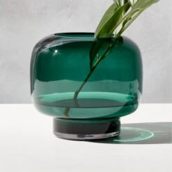 Coco Round Forest Green Glass Hurricane Candle Holder Small -Furniture Sales Store CocoFrstGrnSmlGlsHrrcnAV2SHS22