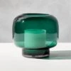Coco Round Forest Green Glass Hurricane Candle Holder Small